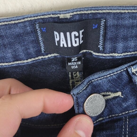 Paige Hoxton Ankle Skinny Jeans - Medium Dark Rinse Wash Denim Size 25 - Picture 4 of 14